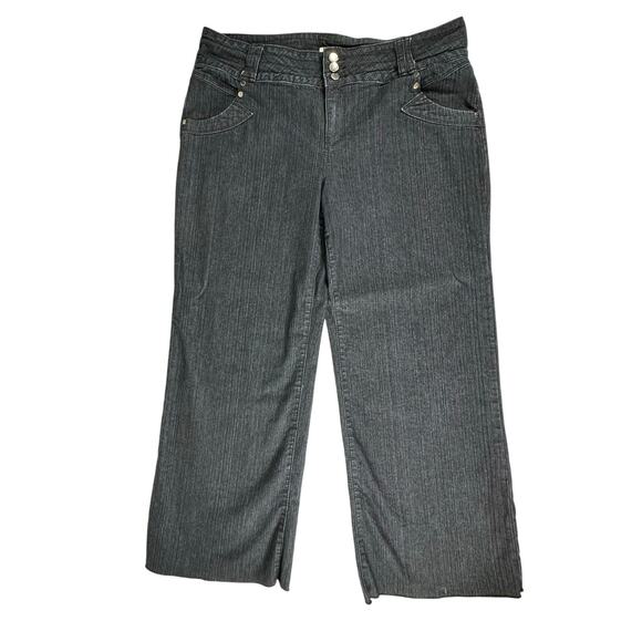 Cato Womens Jeans Size 18 (38x29) Very Dark Blue Wide Leg Trouser Frayed Cut Hem - Picture 6 of 11